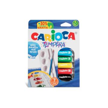 Acuarele tempera Carioca 7 culori 10 ml cu tavita si pensula