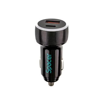 Alimentator auto Spacer USB-A&amp;C 17W negru