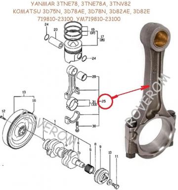 Biela motor Yanmar 3TNE78, 3TNE78A, 3TNV82, 3TNE82A