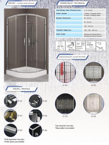 Cabina dus semicirculara - geam securizat 5 mm