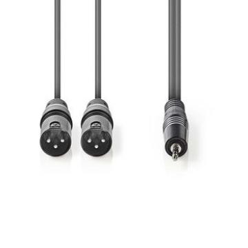 Cablu audio stereo 2x XLR 3-Pin tata - 3.5mm tata 3m gri Swe