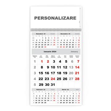 Calendar de perete triptic clasic 3 argintiu