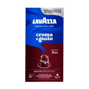 Capsule cafea Lavazza Crema e Gusto Ricco, note de ciocolata