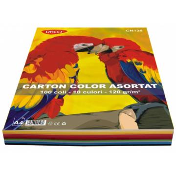 Carton color A4, 120g/mp, 10culori, Daco x 100 coli-cn120