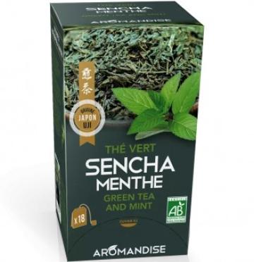 Ceai verde Sencha cu menta bio 18 pliculete x 2g, Aromandise