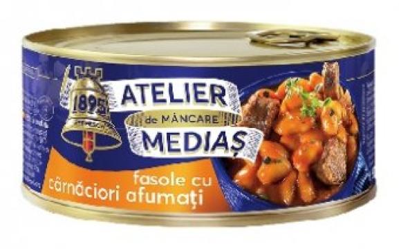 Conserva Atelier Medias Fasole cu carnaciori afumati 300g