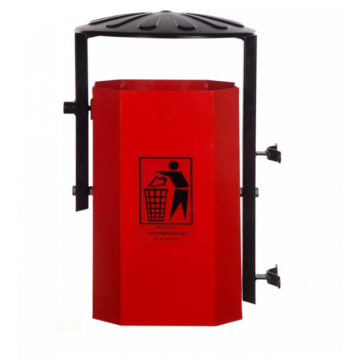 Cos stradal pentru gunoi, rosu, metal, 35 l