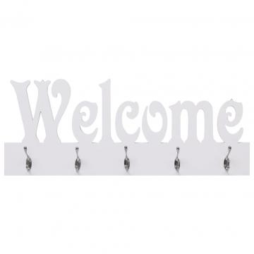 Cuier de perete Welcome, alb, 74 x 29,5 cm