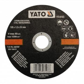 Disc debitat metal inox, 125x1.2X22mm, Yato YT-6103