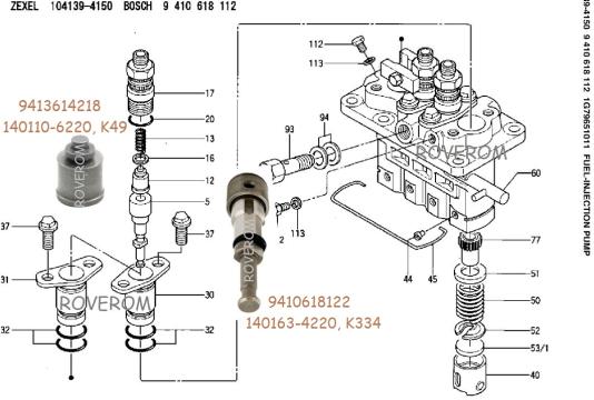 Elementi pompa injectie Kubota V2203, Bobcat, Carrier Vector