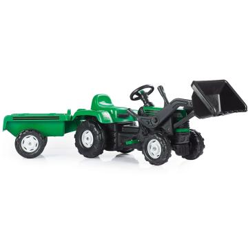 Jucarie tractor Dolu cu pedale, remorca si cupa, verde