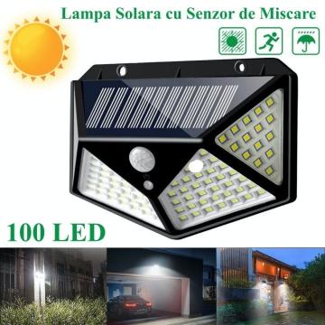 Lampa de perete solara si senzor de miscare cu 100 Leduri