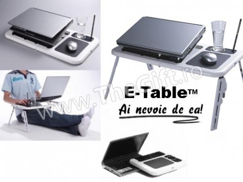 Masa laptop cu coolere, suport pahar si mouse pad E Table