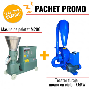 Masina de peletat M200 + Tocator furaje, moara cu ciclon