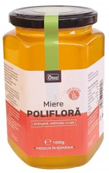 Miere poliflora bio, cruda, nefiltrata, 1000g Obio