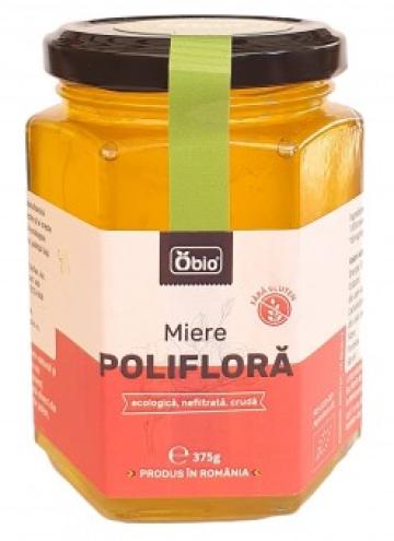 Miere poliflora bio, cruda, nefiltrata, 375g Obio