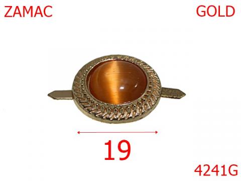 Ornament rotund cu piatra 19 mm zamac gold 4241G