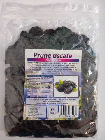 Prune mari uscate fara samburi, 500 g