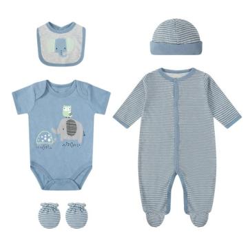 Set cadou bebe 5 piese bumbac animalute 3-6 luni