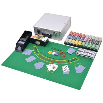 Set de poker / blackjack cu 600 de jetoane cu laser