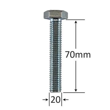 Surub filet metric M20x70mm cap hexagonal DIN 933 Gr.8.8