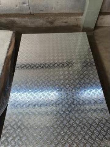Tabla aluminiu striata 1250x2500 Quintet Diamond Stucco Inox