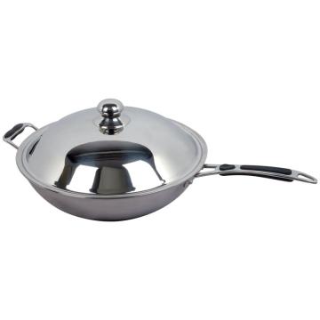 Tigaie Wok inox profesional cu capac - Fimar Easyline