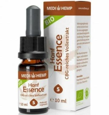 Ulei de canepa Hemp Essence cu CBG 5% bio, 10ml Medihemp